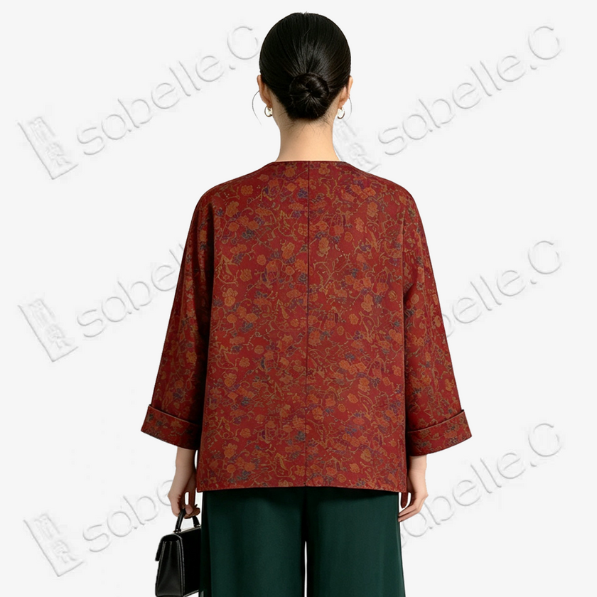 Floral Gambiered Canton Silk Jacket - 香雲紗外套