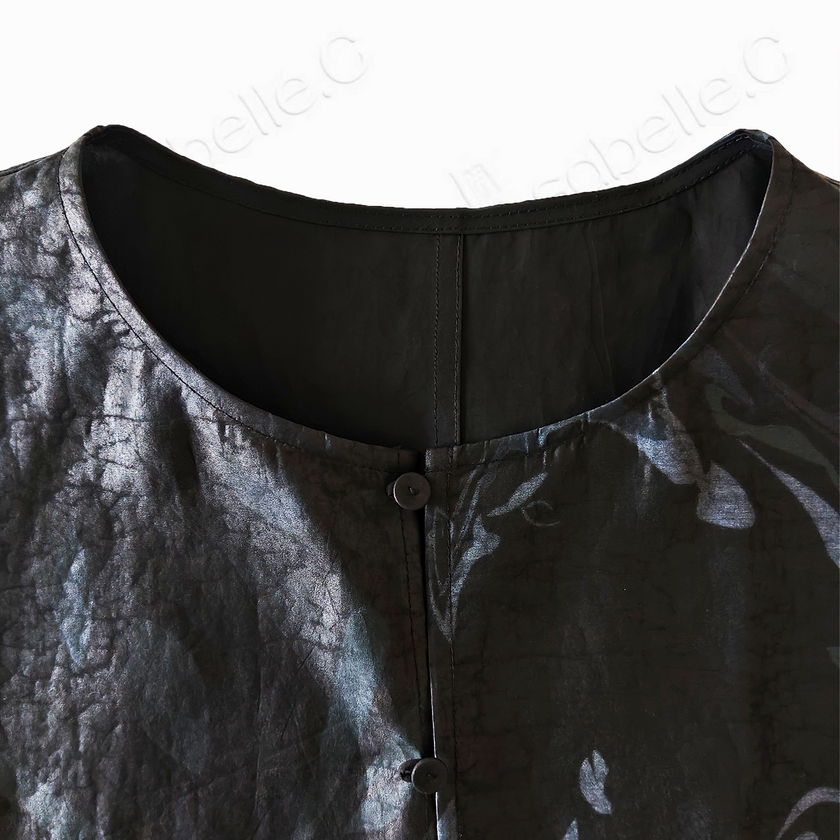 Crackled‑Texture Gambiered Canton Silk Jacket - 龜裂紋香雲紗短外套