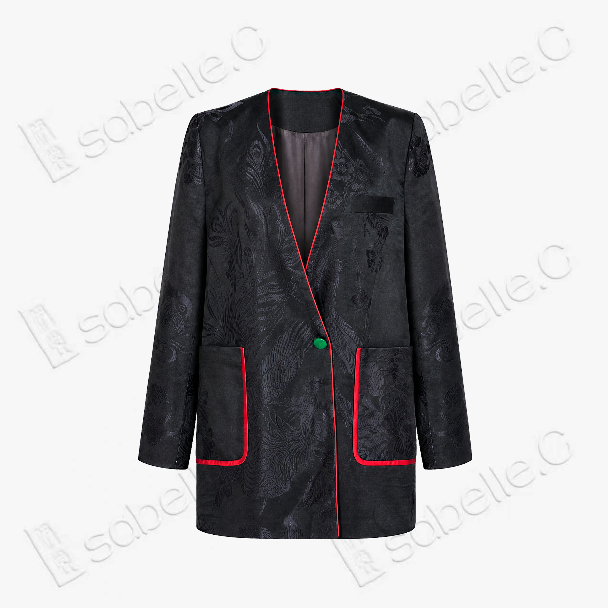 Vintage Silk‑Satin Jacquard Blazer - 真絲老緞外套