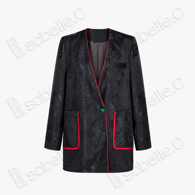 Vintage Silk‑Satin Jacquard Blazer - 真絲老緞外套