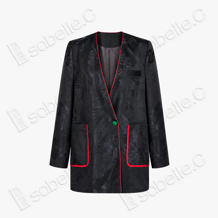 Vintage Silk‑Satin Jacquard Blazer - 真絲老緞外套