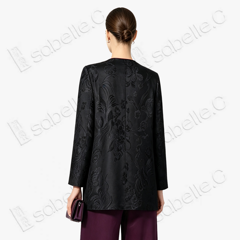 Vintage Silk‑Satin Jacquard Blazer - 真絲老緞外套