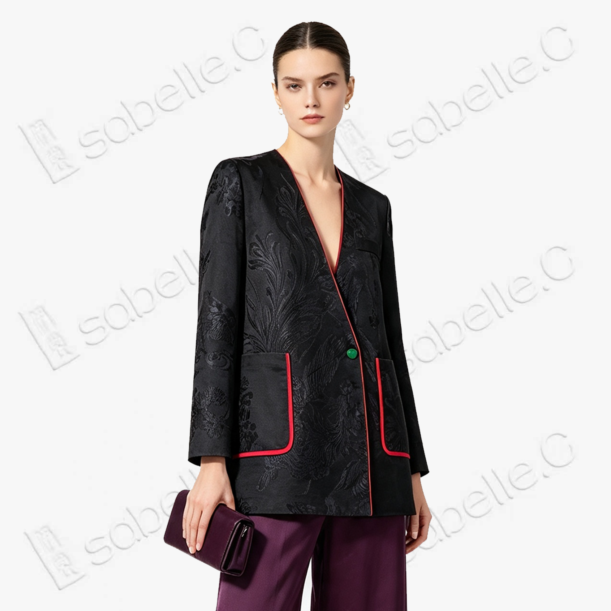 Vintage Silk‑Satin Jacquard Blazer - 真絲老緞外套