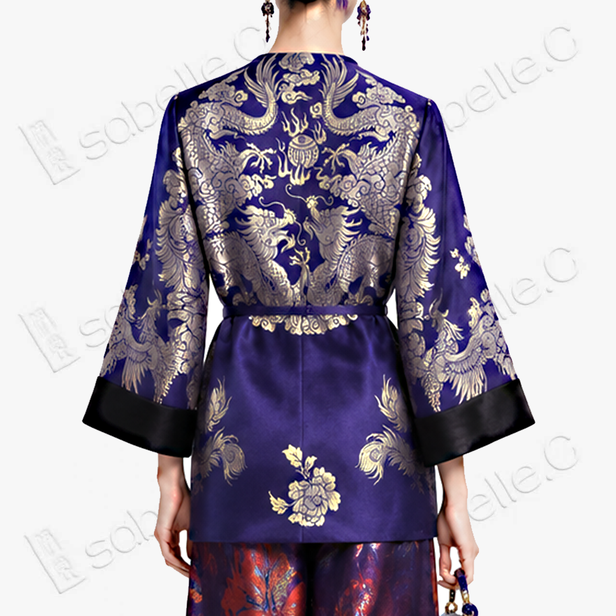 Vintage Silk Waist-tie Jacket - 古董老緞鳳紋新中式外套