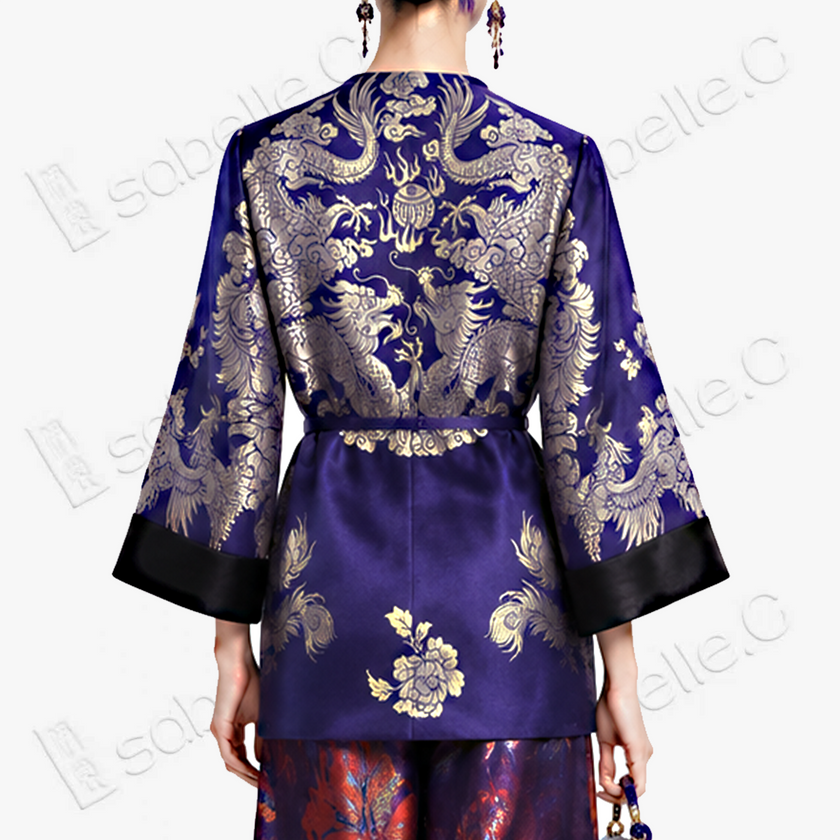 Vintage Silk Waist-tie Jacket - 古董老緞鳳紋新中式外套