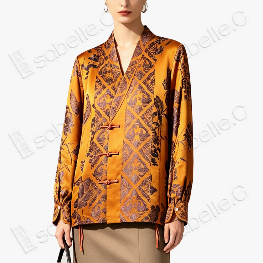 Vintage Silk Cross-collar Outerwear - 古董老緞襯衫外套