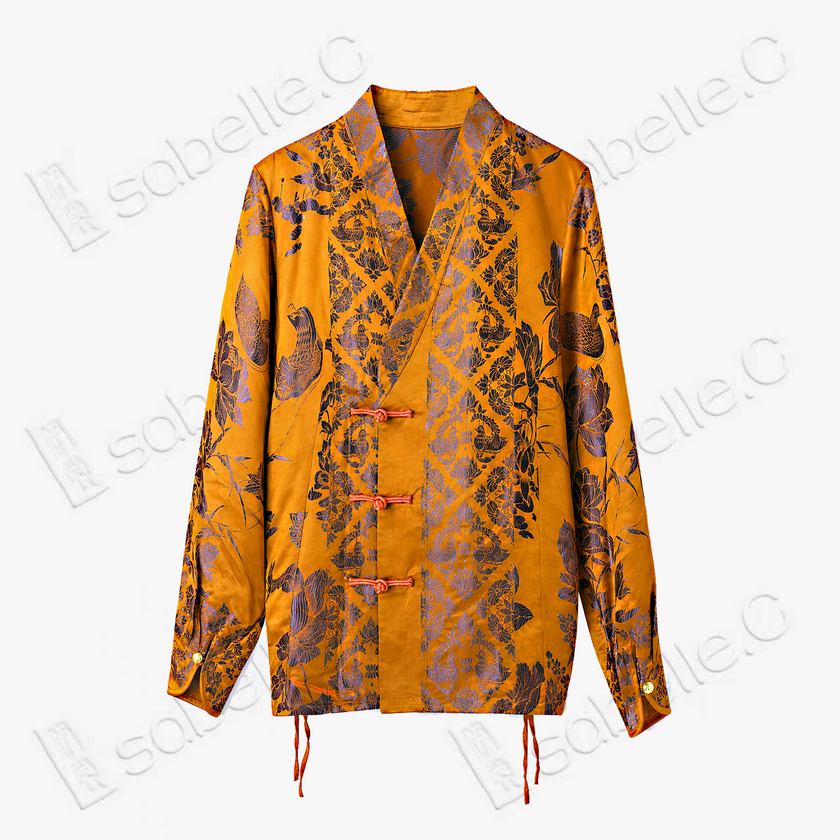Vintage Silk Cross-collar Outerwear - 古董老緞襯衫外套