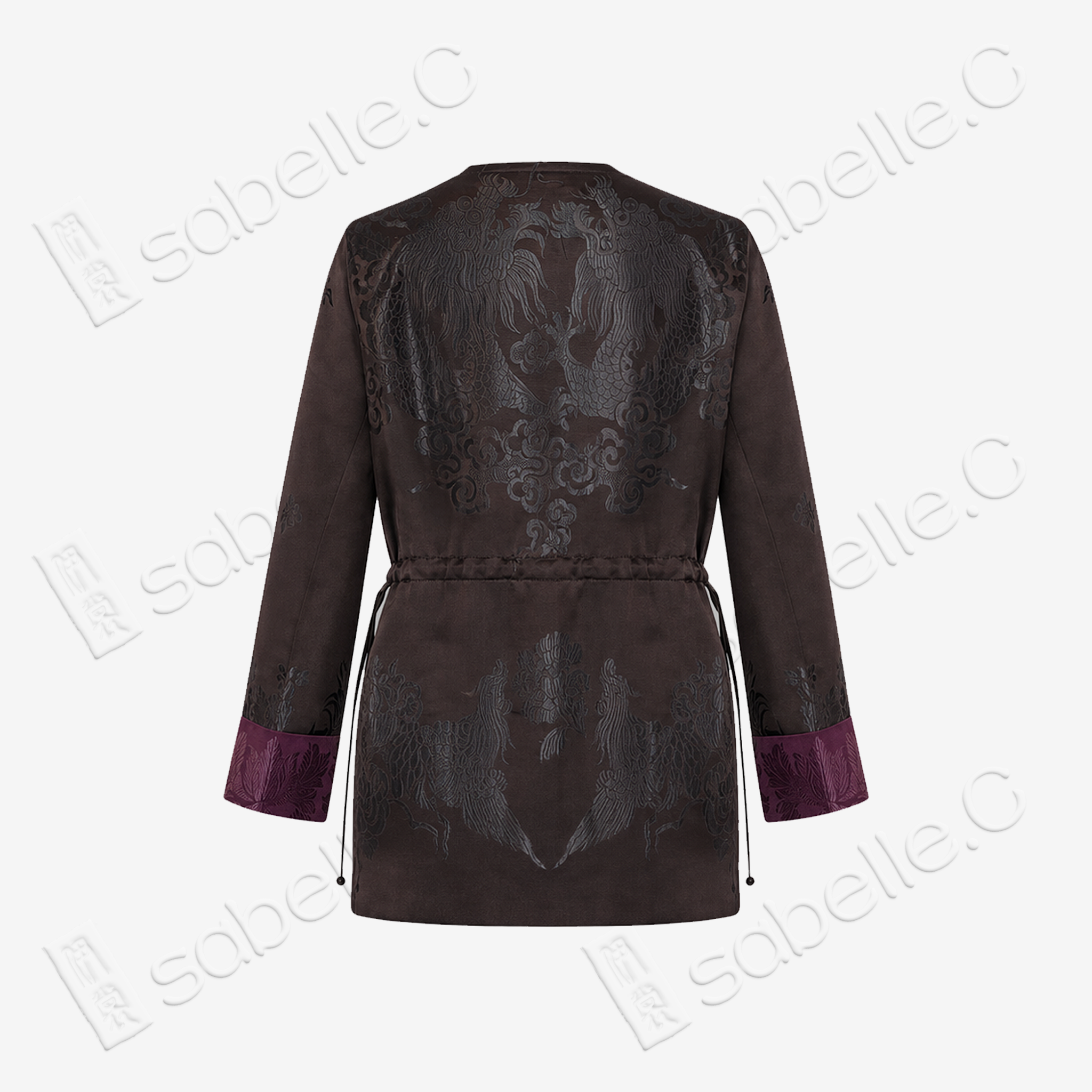 Vintage Silk‑Satin Jacket - 古董真絲老緞鳳紋收腰外套