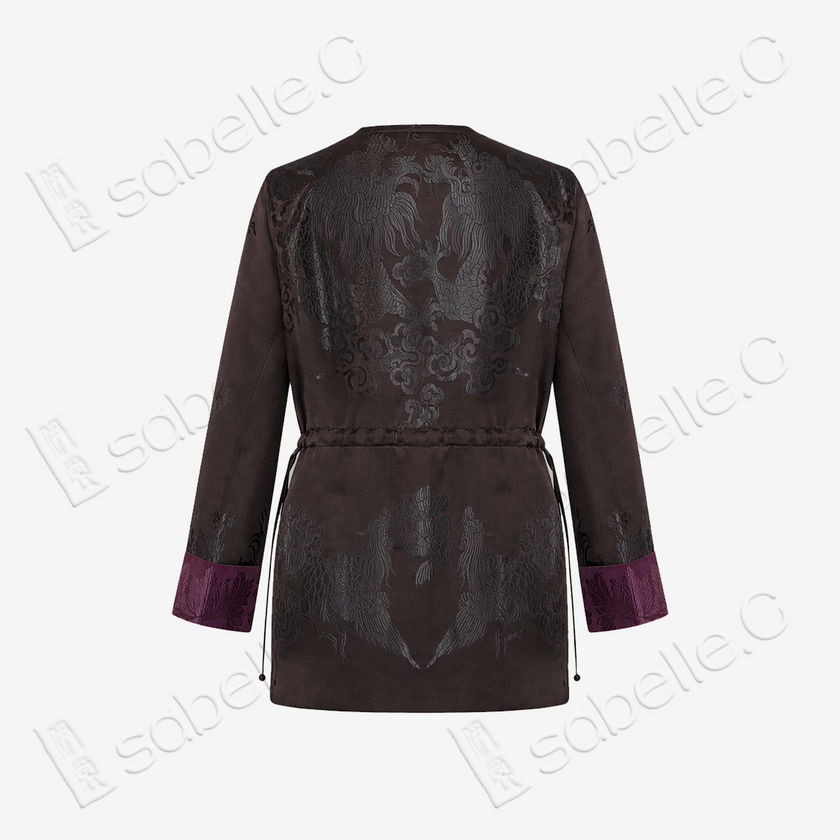 Vintage Silk‑Satin Jacket - 古董真絲老緞鳳紋收腰外套