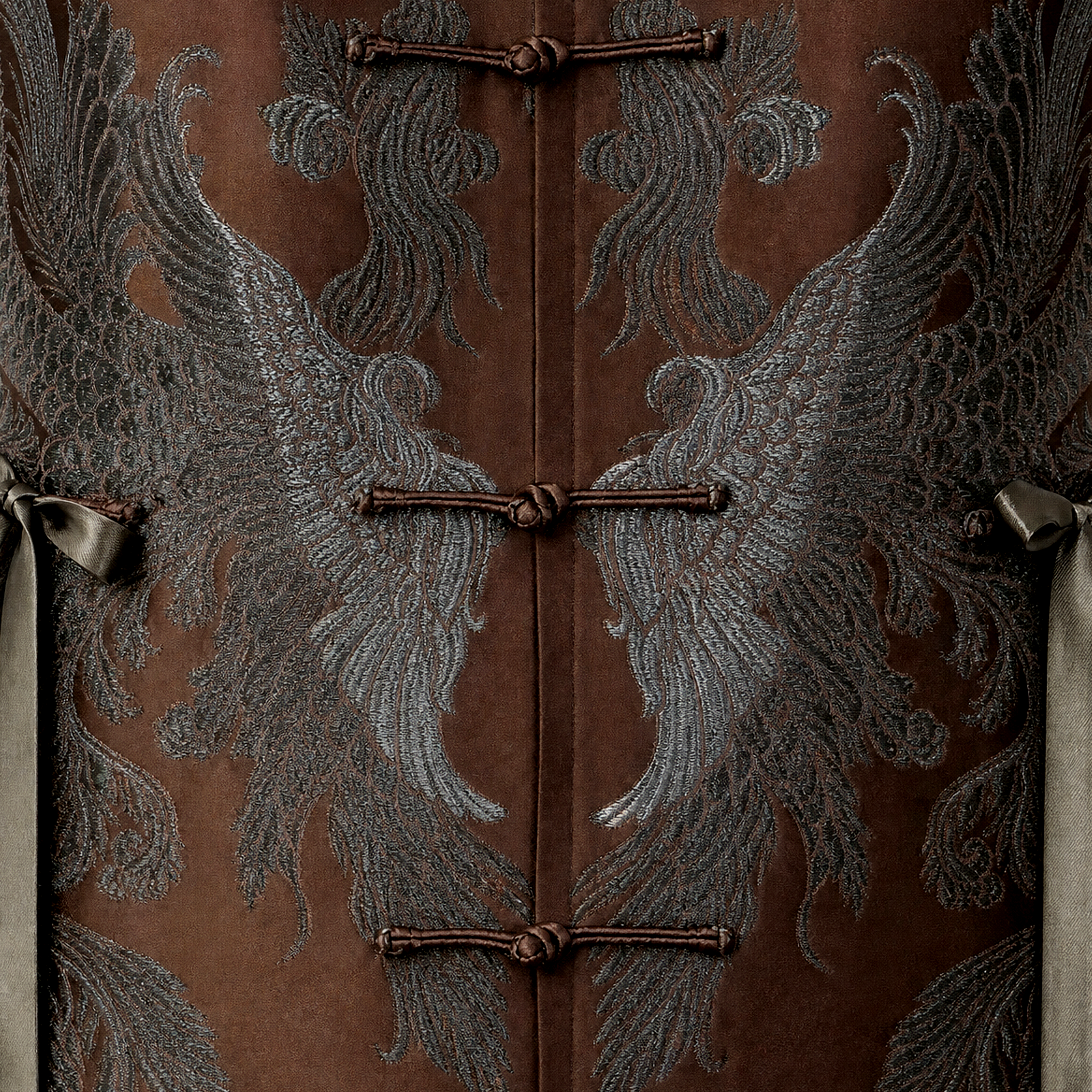 Vintage Silk‑Satin Jacket - 古董真絲老緞鳳紋收腰外套