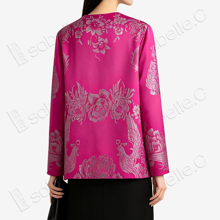 Vintage Silk‑Satin Jacquard Blazer - 真絲老緞外套