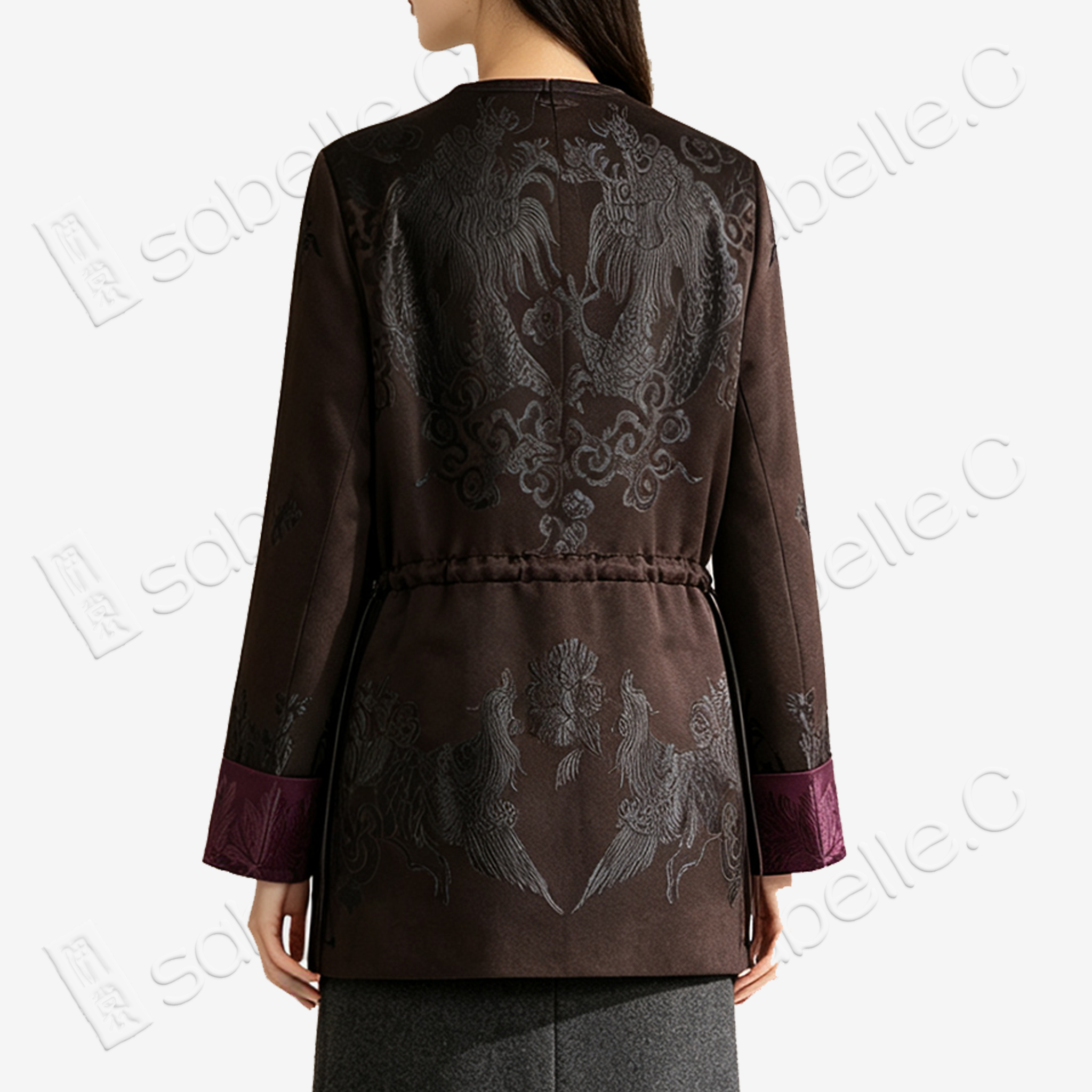 Vintage Silk‑Satin Jacket - 古董真絲老緞鳳紋收腰外套