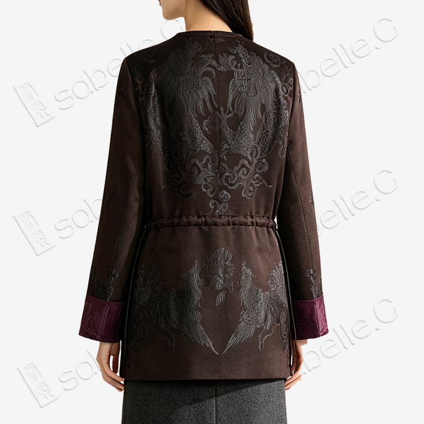Vintage Silk‑Satin Jacket - 古董真絲老緞鳳紋收腰外套