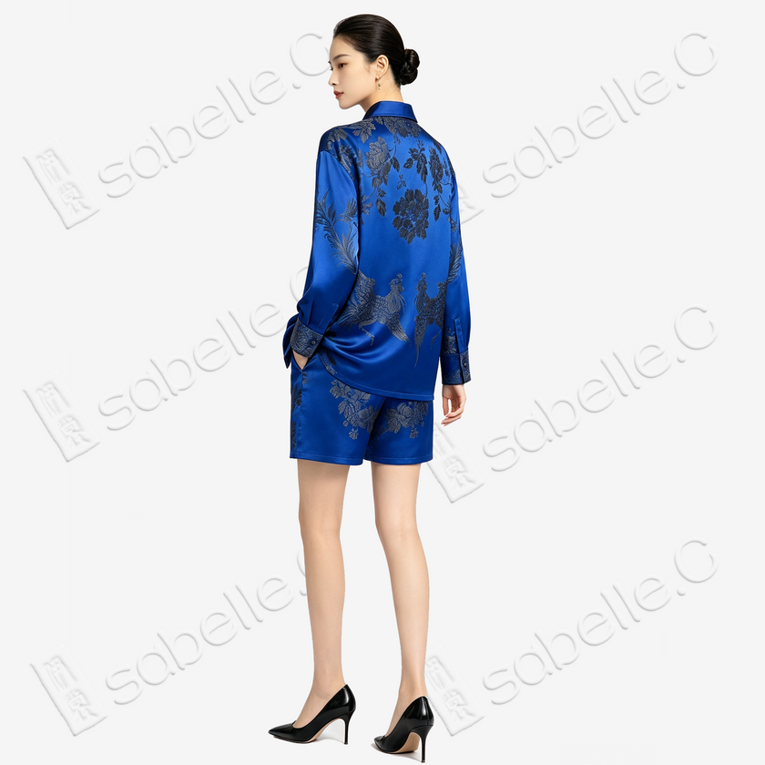 Vintage Silk‑Satin Jacquard Two‑Piece Set - 真絲老緞短褲套裝