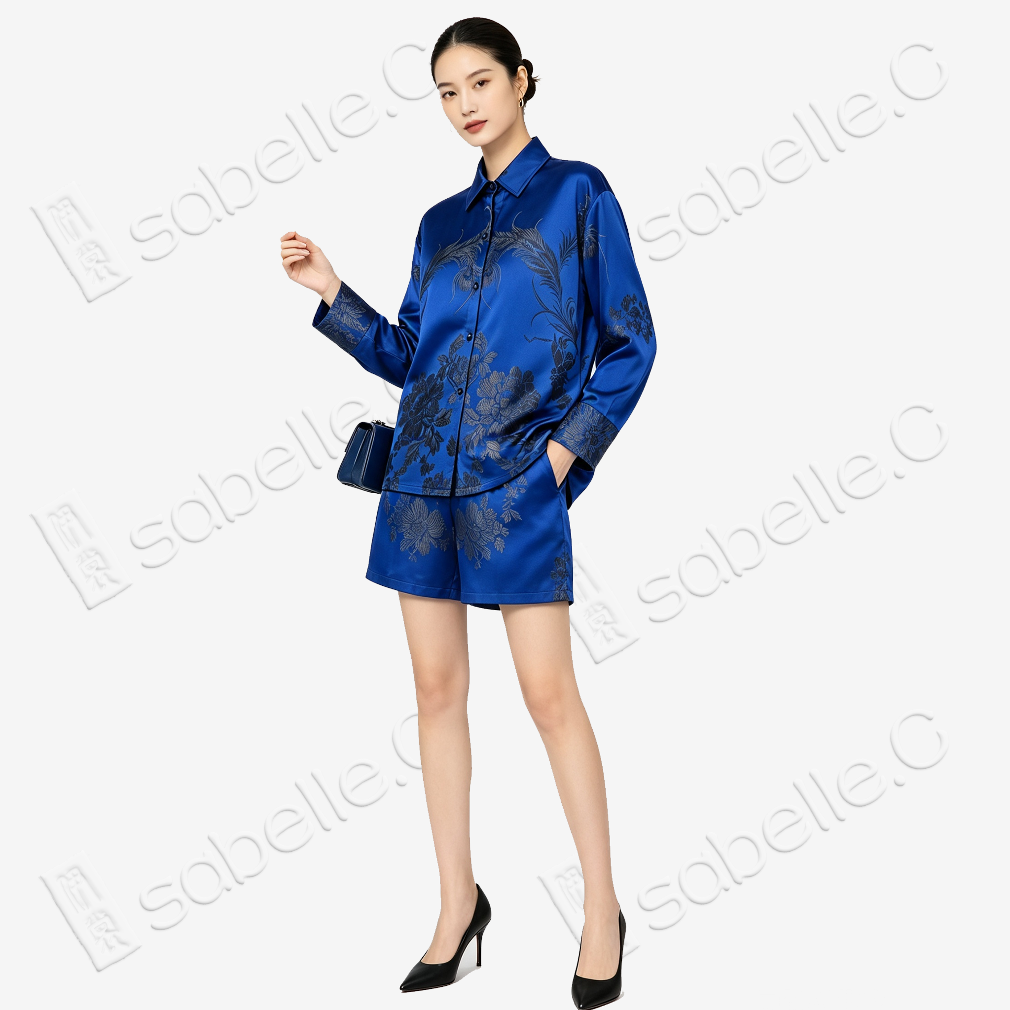 Vintage Silk‑Satin Jacquard Two‑Piece Set - 真絲老緞短褲套裝