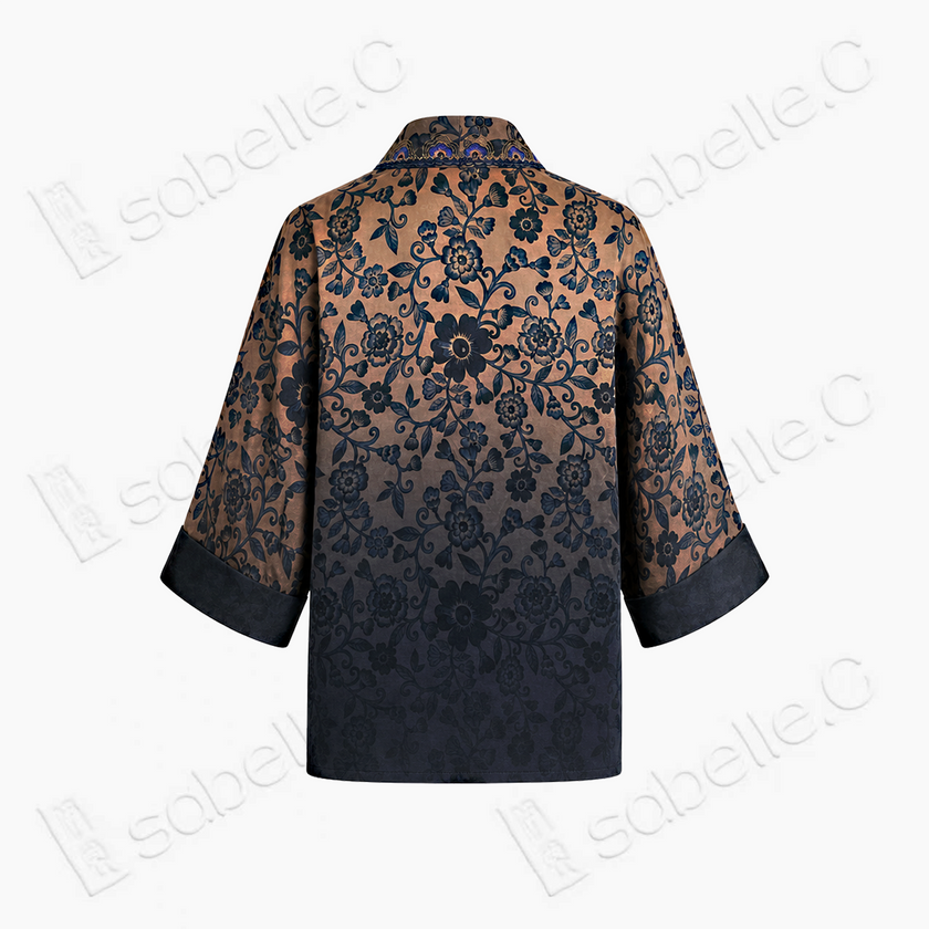 Gradient Gambiered Canon Silk Open Jacket - 香雲紗漸變開衫外套