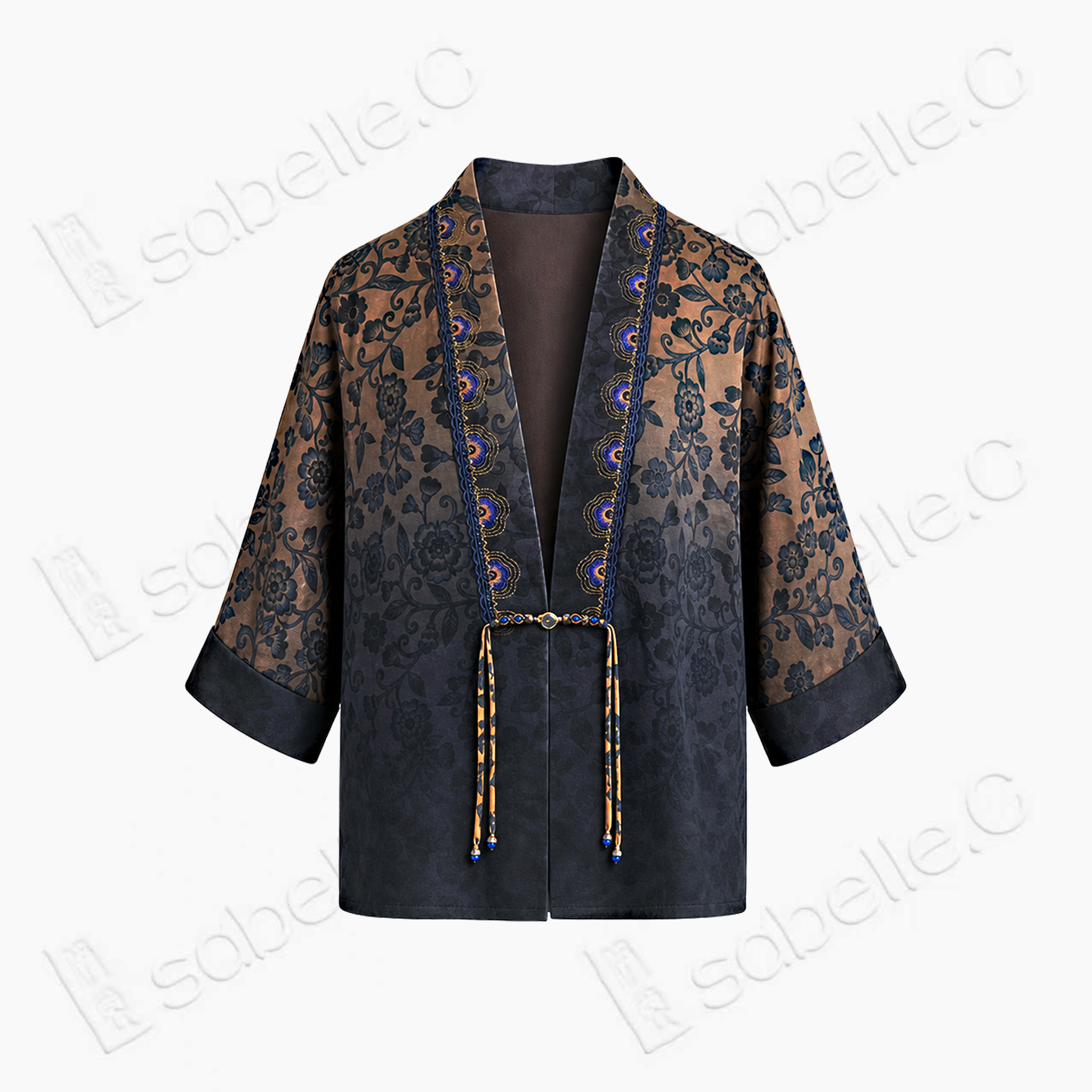 Gradient Gambiered Canon Silk Open Jacket - 香雲紗漸變開衫外套