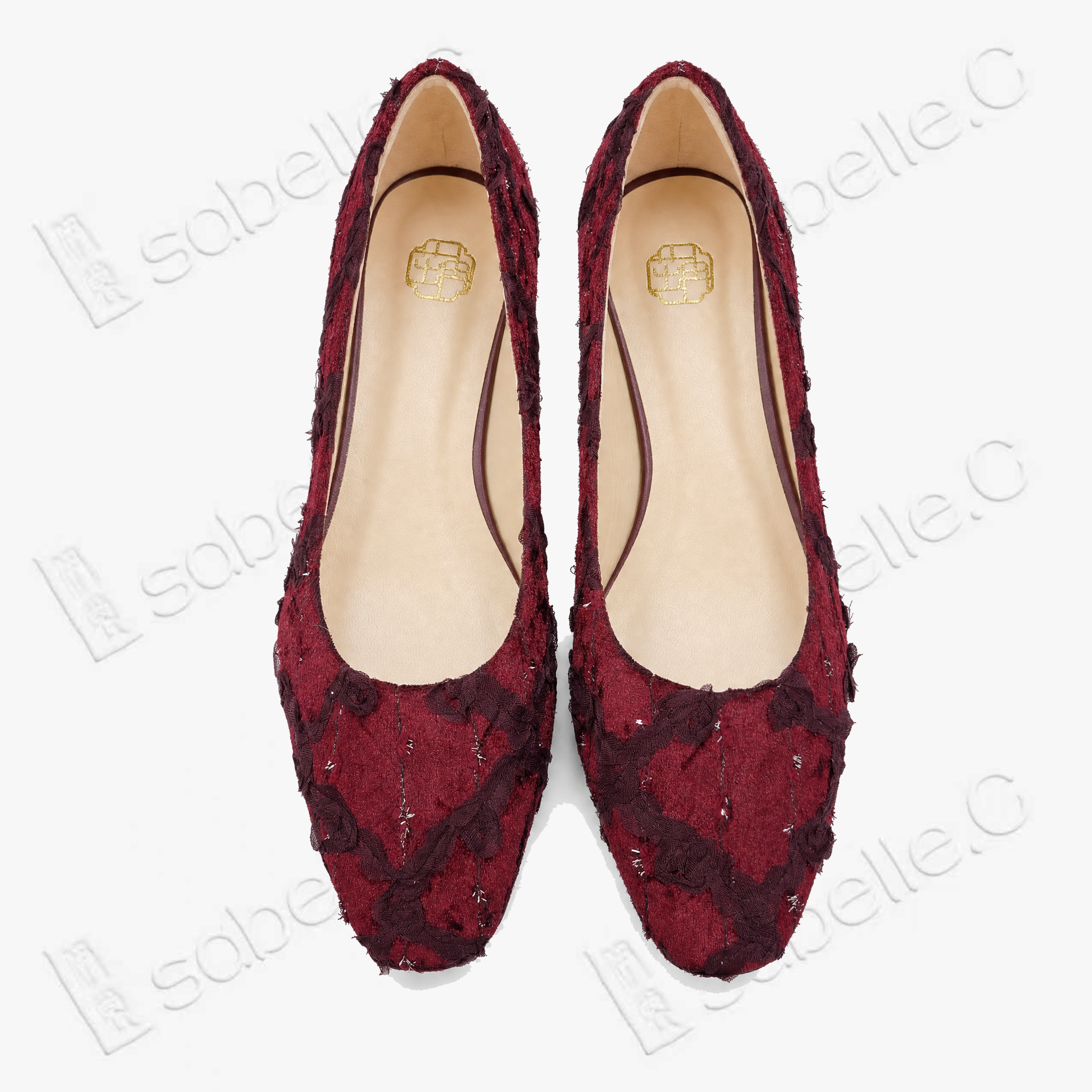 Rose Gambiered Silk Flats - 立體剪花香雲紗平底鞋