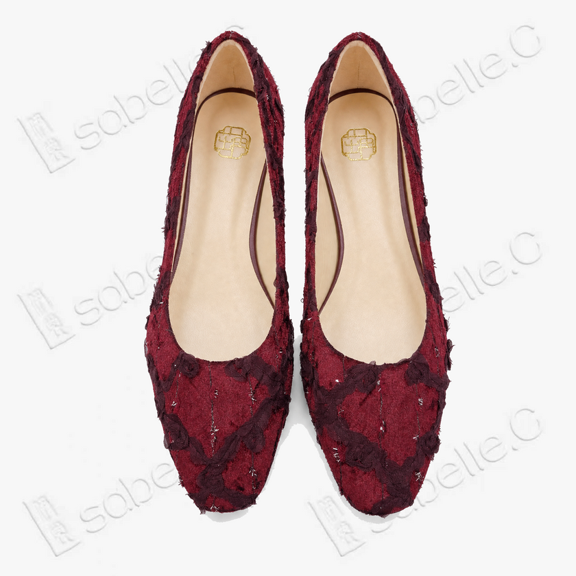 Rose Gambiered Silk Flats - 立體剪花香雲紗平底鞋