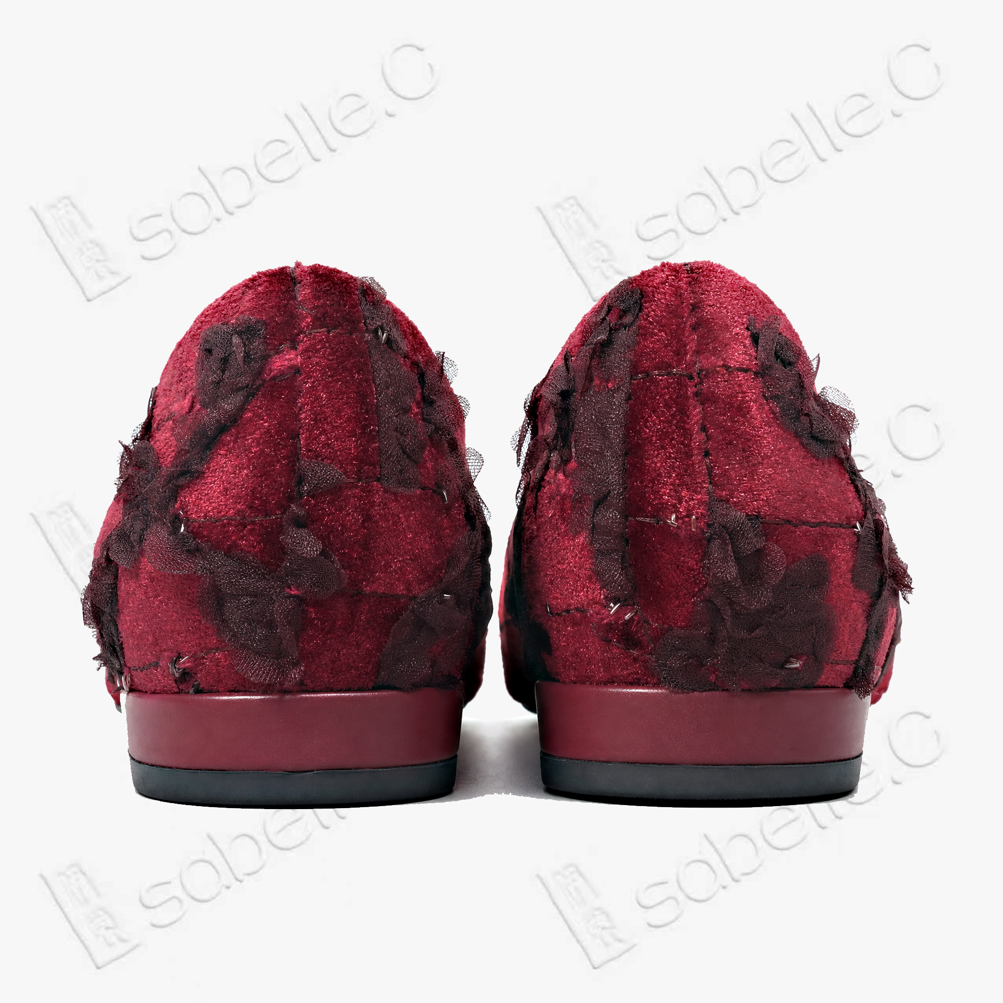 Rose Gambiered Silk Flats - 立體剪花香雲紗平底鞋