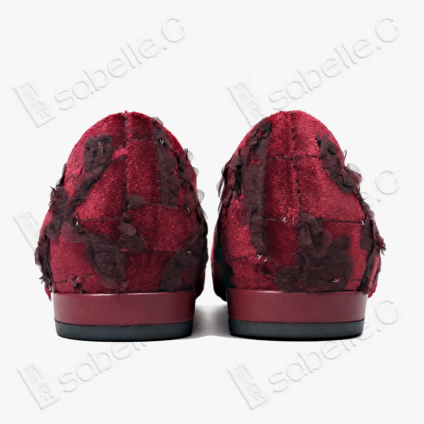 Rose Gambiered Silk Flats - 立體剪花香雲紗平底鞋