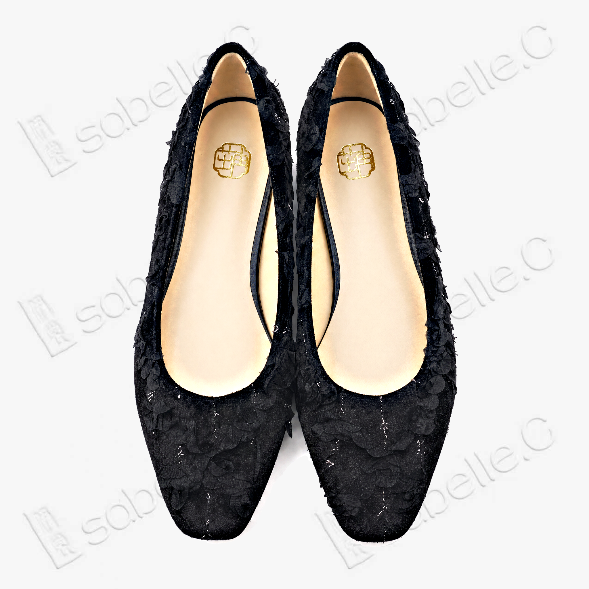 Rose Gambiered Silk Flats - 立體剪花香雲紗平底鞋