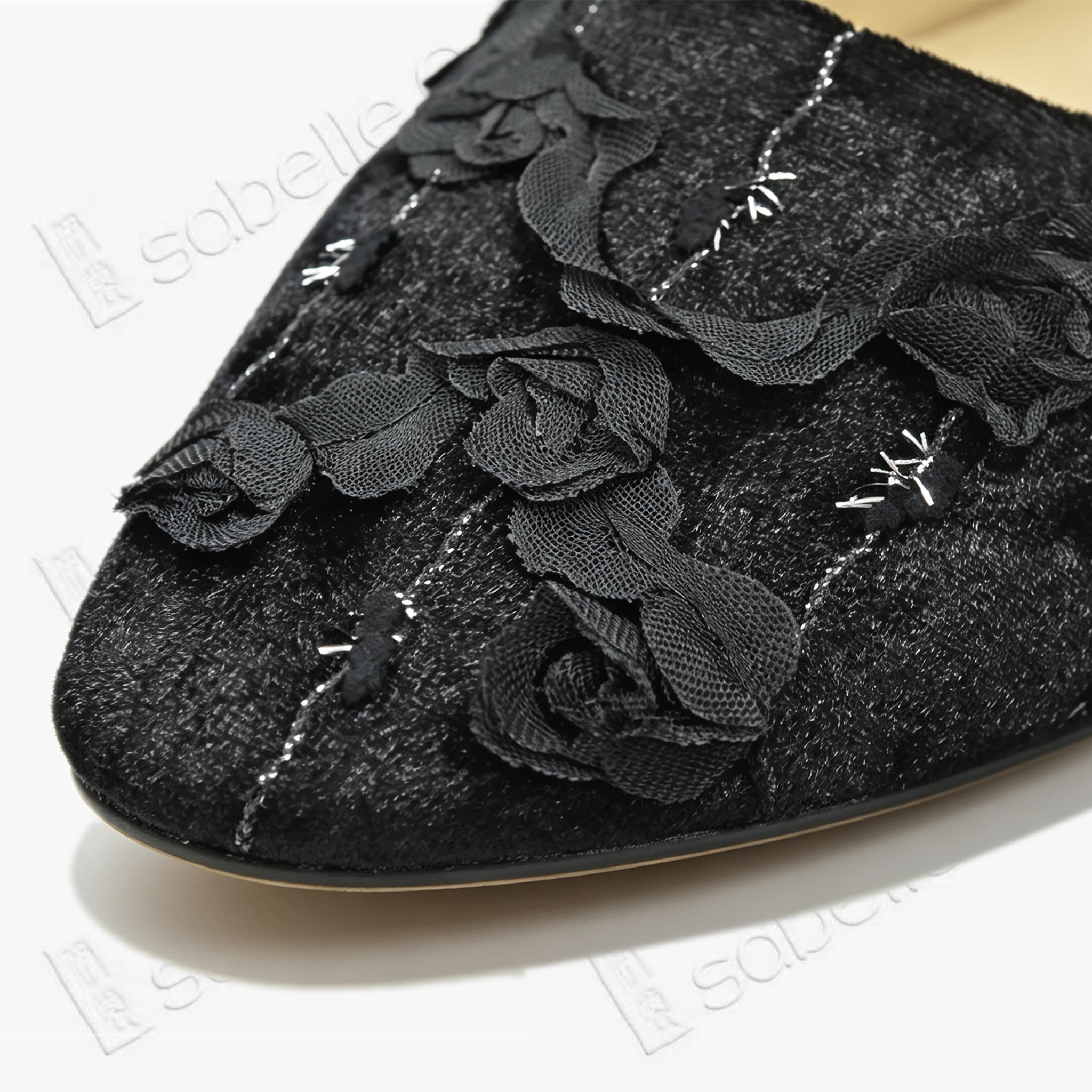 Rose Gambiered Silk Flats - 立體剪花香雲紗平底鞋