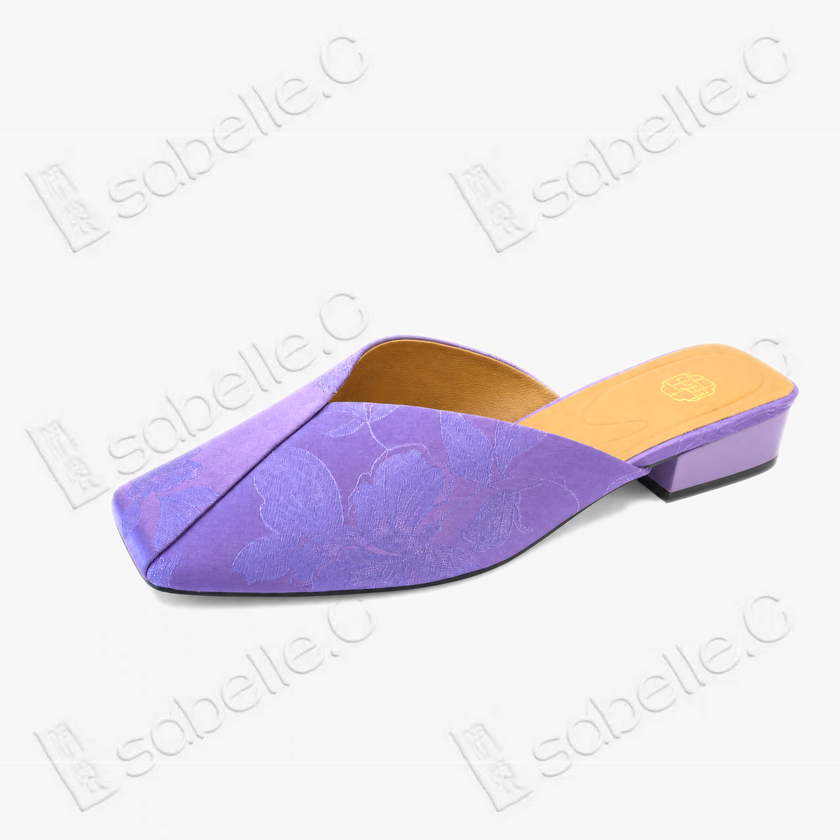 Gambiered Canton Silk Mules - 香雲紗穆勒鞋