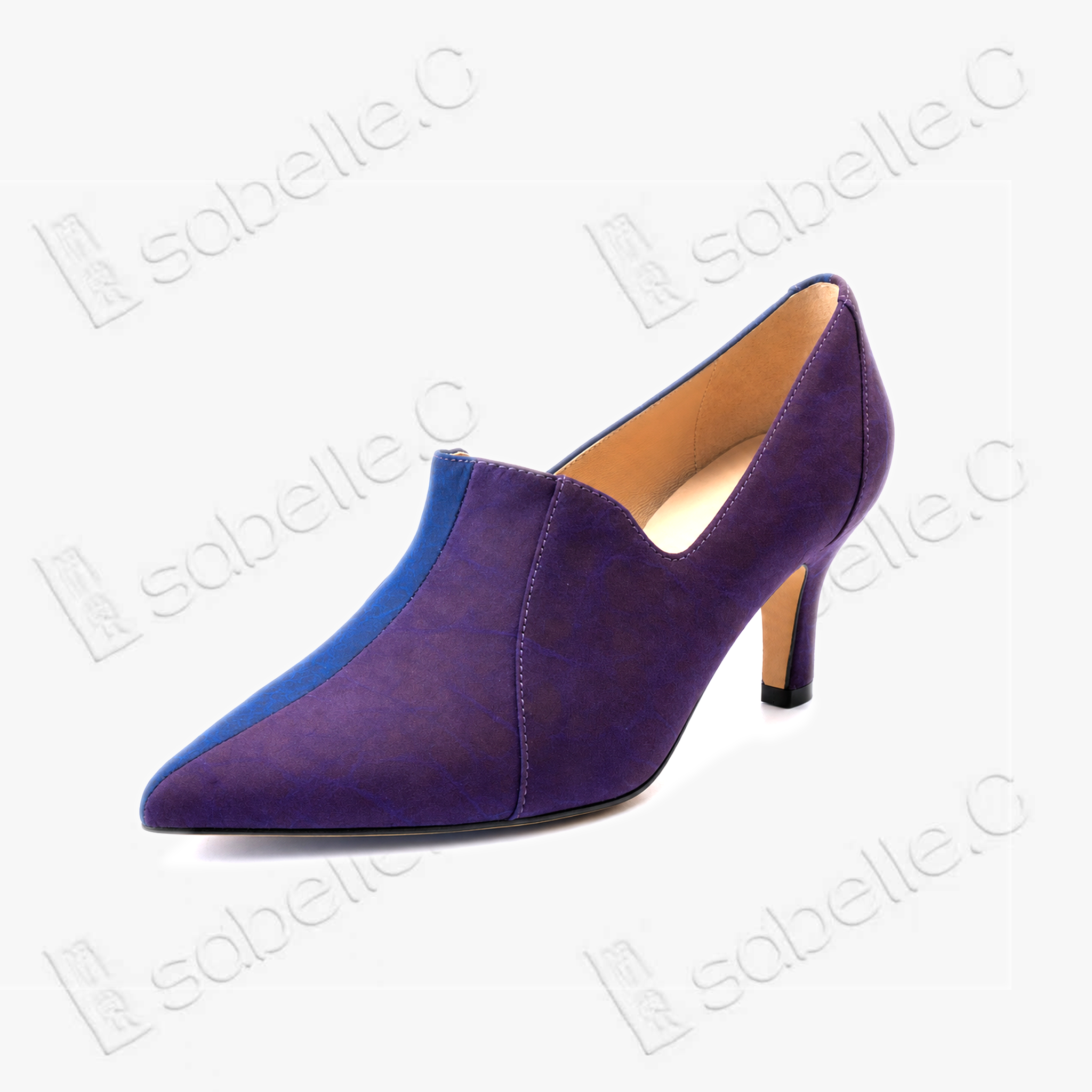 Crackled-Texture Gambiered Canton Silk Block‑Heel Shooties - 龜裂紋香雲紗粗跟踝鞋