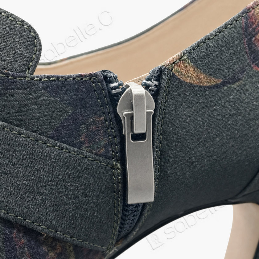 Lambskin & Gambiered Canton Silk Buckle Shooties 香雲紗拼小羊皮尖頭塔扣短踝鞋