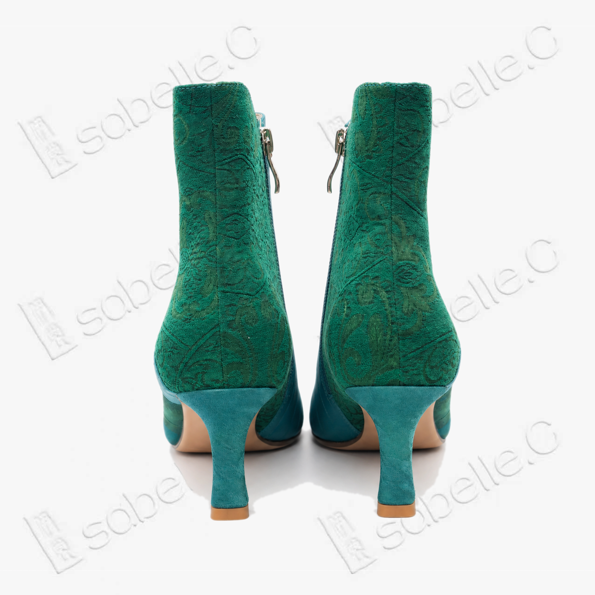 Gambiered Canton Silk Heel Ankle Boots - 香雲紗尖頭短靴