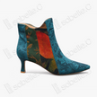 Gambiered Canton Silk Heel Ankle Boots - 香雲紗尖頭短靴
