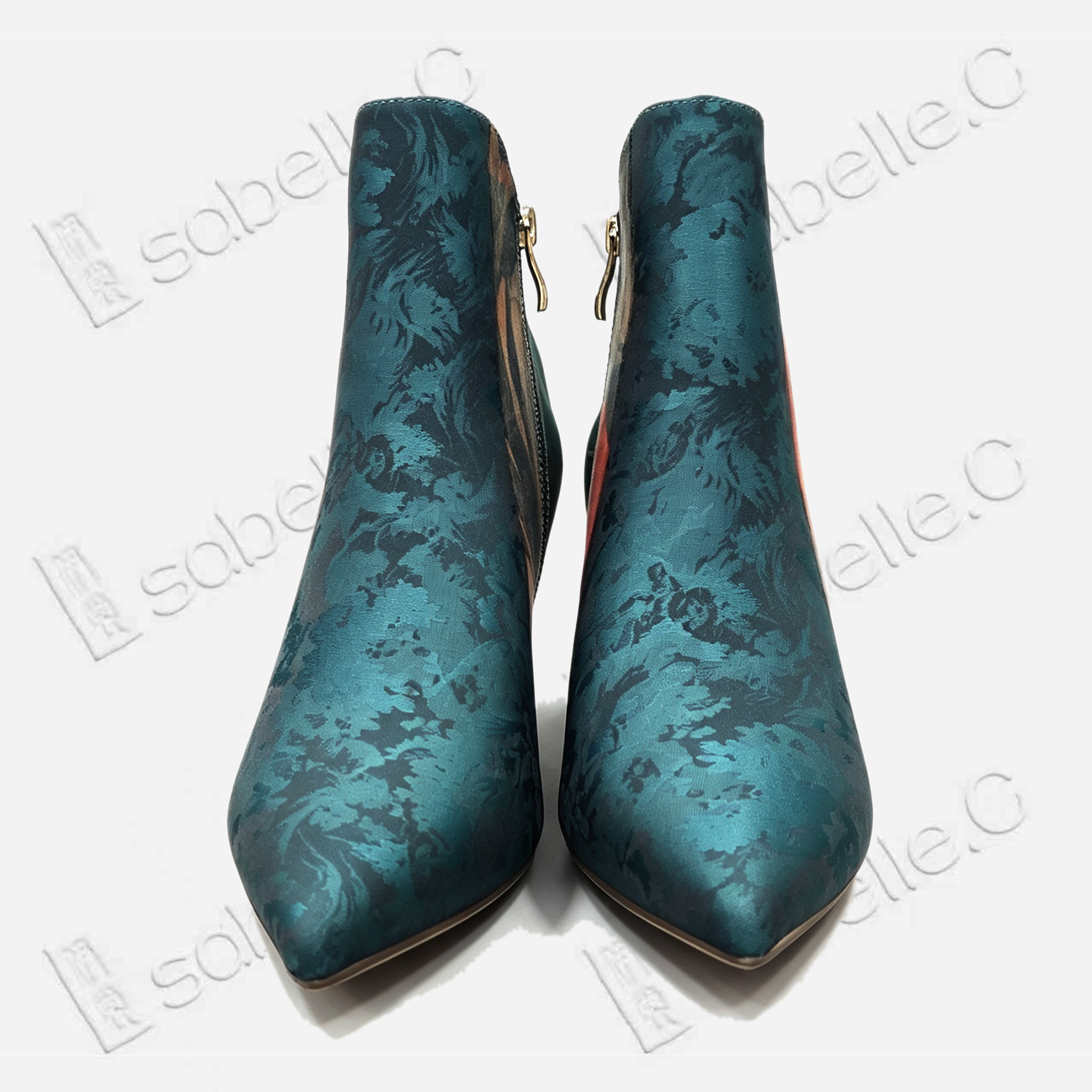 Gambiered Canton Silk Heel Ankle Boots - 香雲紗尖頭短靴