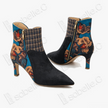 Gambiered Canton Silk Heel Ankle Boots - 香雲紗尖頭短靴