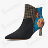 Gambiered Canton Silk Heel Ankle Boots - 香雲紗尖頭短靴