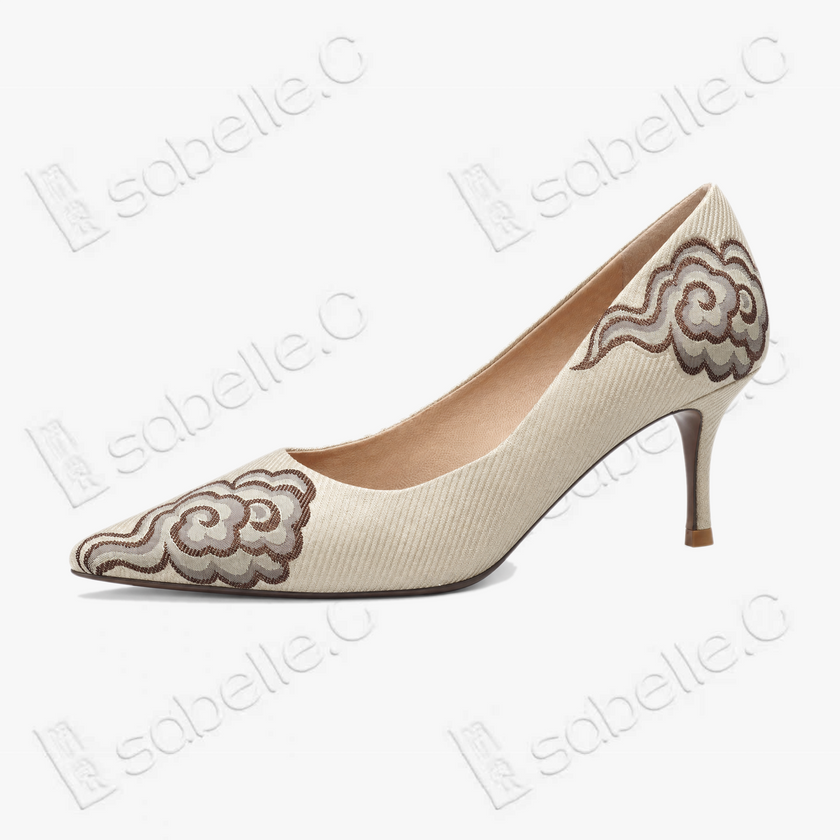 Gambiered Canton Silk Heels -  香雲紗尖頭高跟鞋