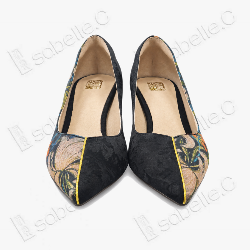 Gambiered Canton Silk Floral Heels - 香雲紗花卉高跟