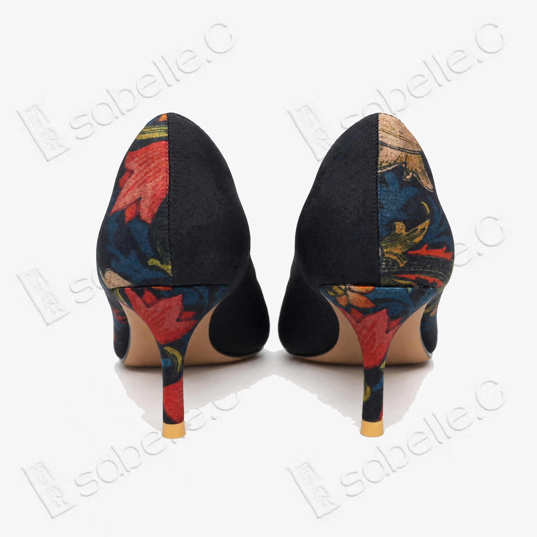 Gambiered Canton Silk Floral Heels - 香雲紗花卉高跟
