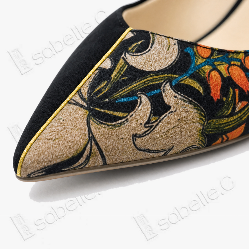 Gambiered Canton Silk Floral Heels - 香雲紗花卉高跟
