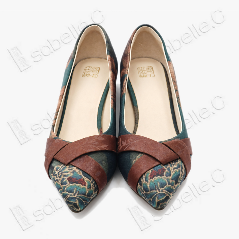 Gambiered Canton Silk Heels -  香雲紗尖頭高跟鞋