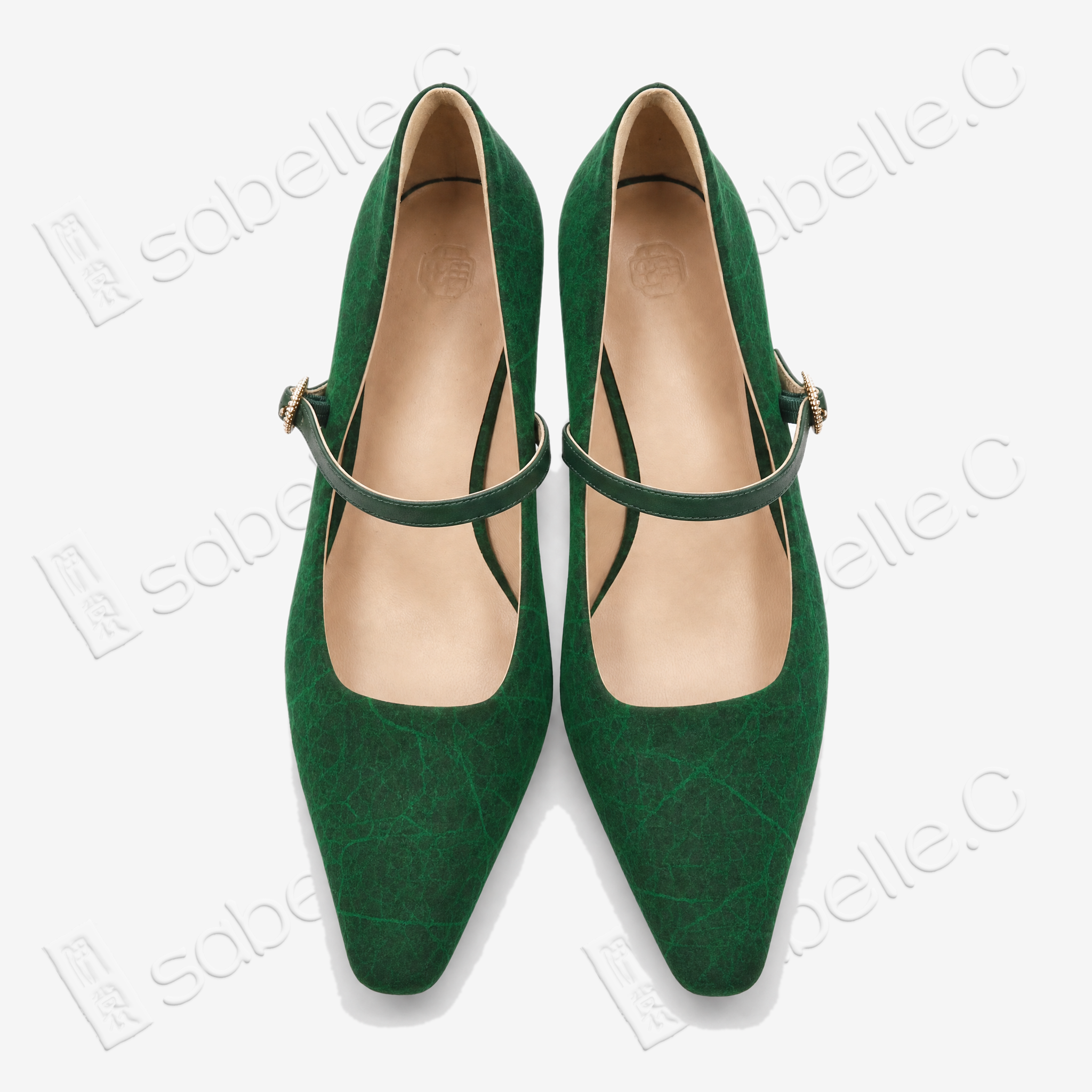 Crackled-Texture Gambiered Canton Silk Mary‑Jane Heels - 龜裂紋香雲紗瑪麗珍鞋