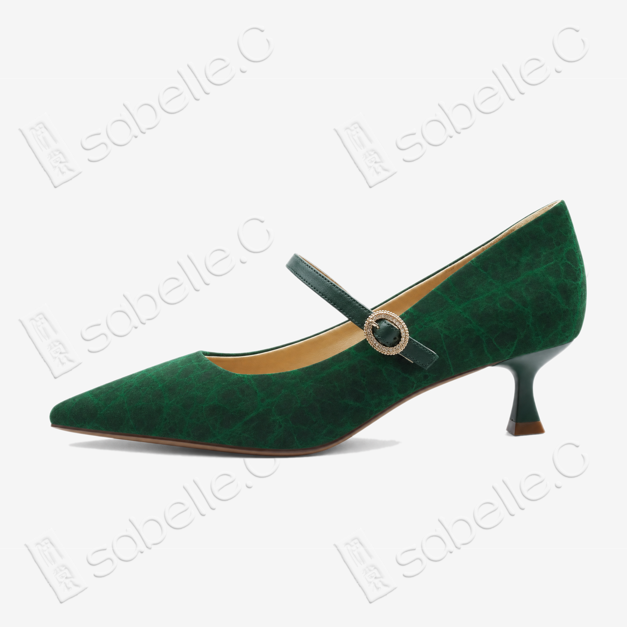 Crackled-Texture Gambiered Canton Silk Mary‑Jane Heels - 龜裂紋香雲紗瑪麗珍鞋