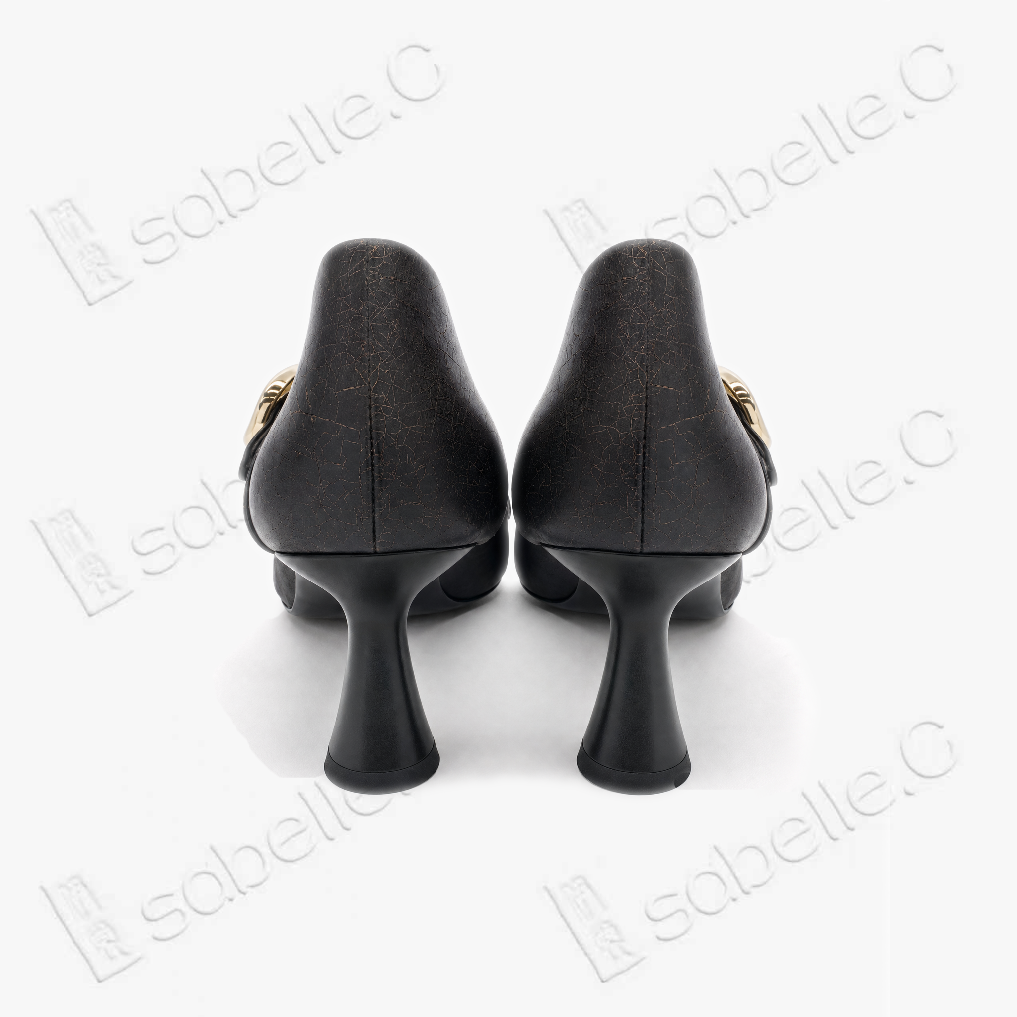 Crackled-Texture Gambiered Canton Silk Buckle Heels - 龜裂紋香雲紗高跟鞋