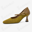 Crackled-Texture Gambiered Canton Silk Buckle Heels - 龜裂紋香雲紗高跟鞋