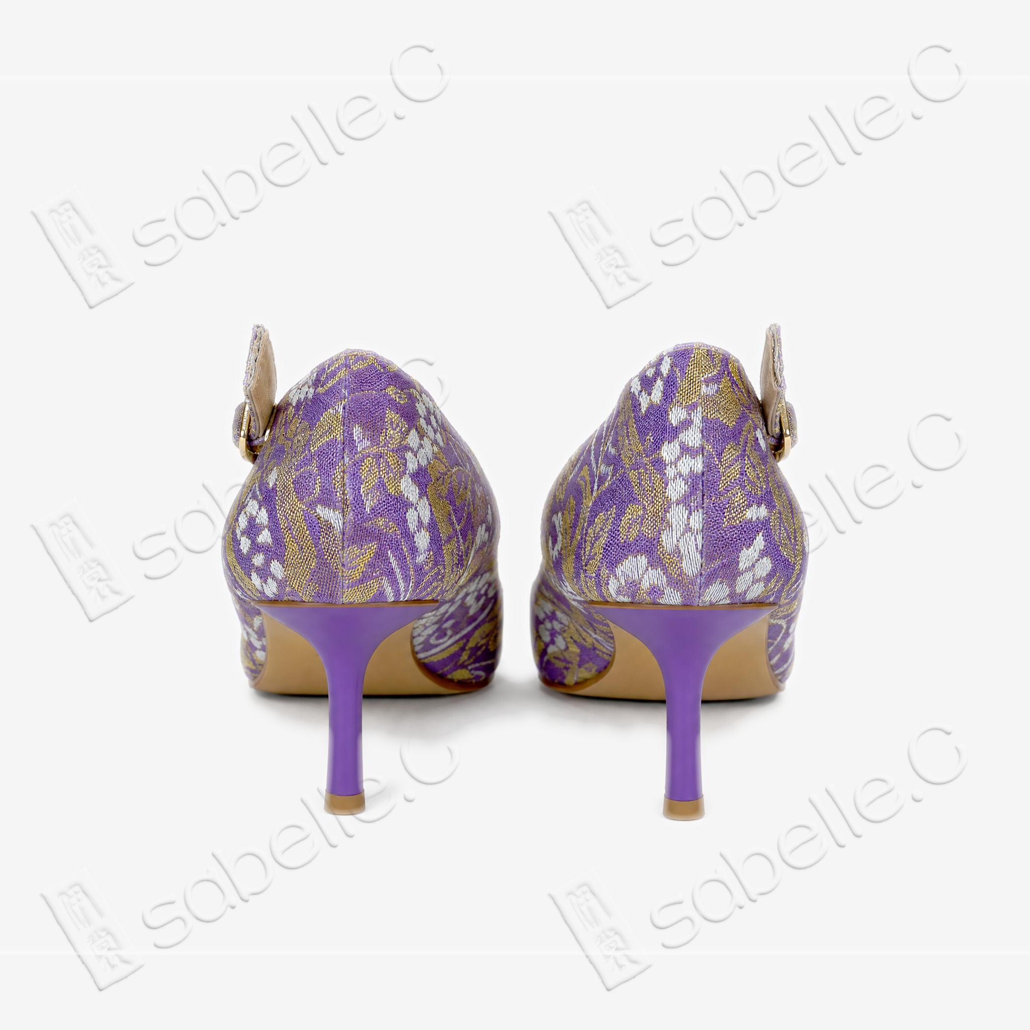 Bao‑Xiang Song Brocade Sling‑Back Heels - 宋錦寶相花高跟鞋