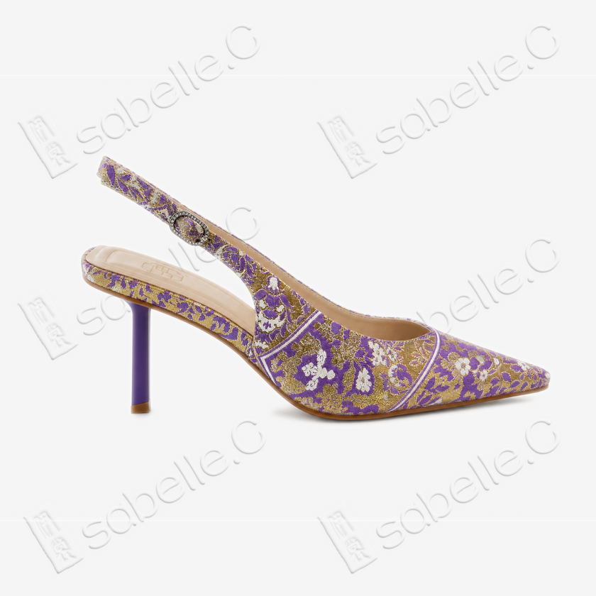 Bao‑Xiang Song Brocade Sling‑Back Heels - 宋錦寶相花高跟鞋