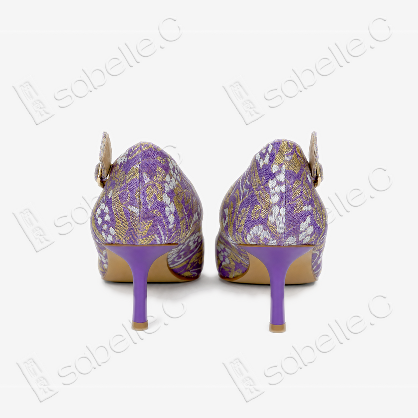 Bao‑Xiang Song Brocade Sling‑Back Heels - 宋錦寶相花高跟鞋
