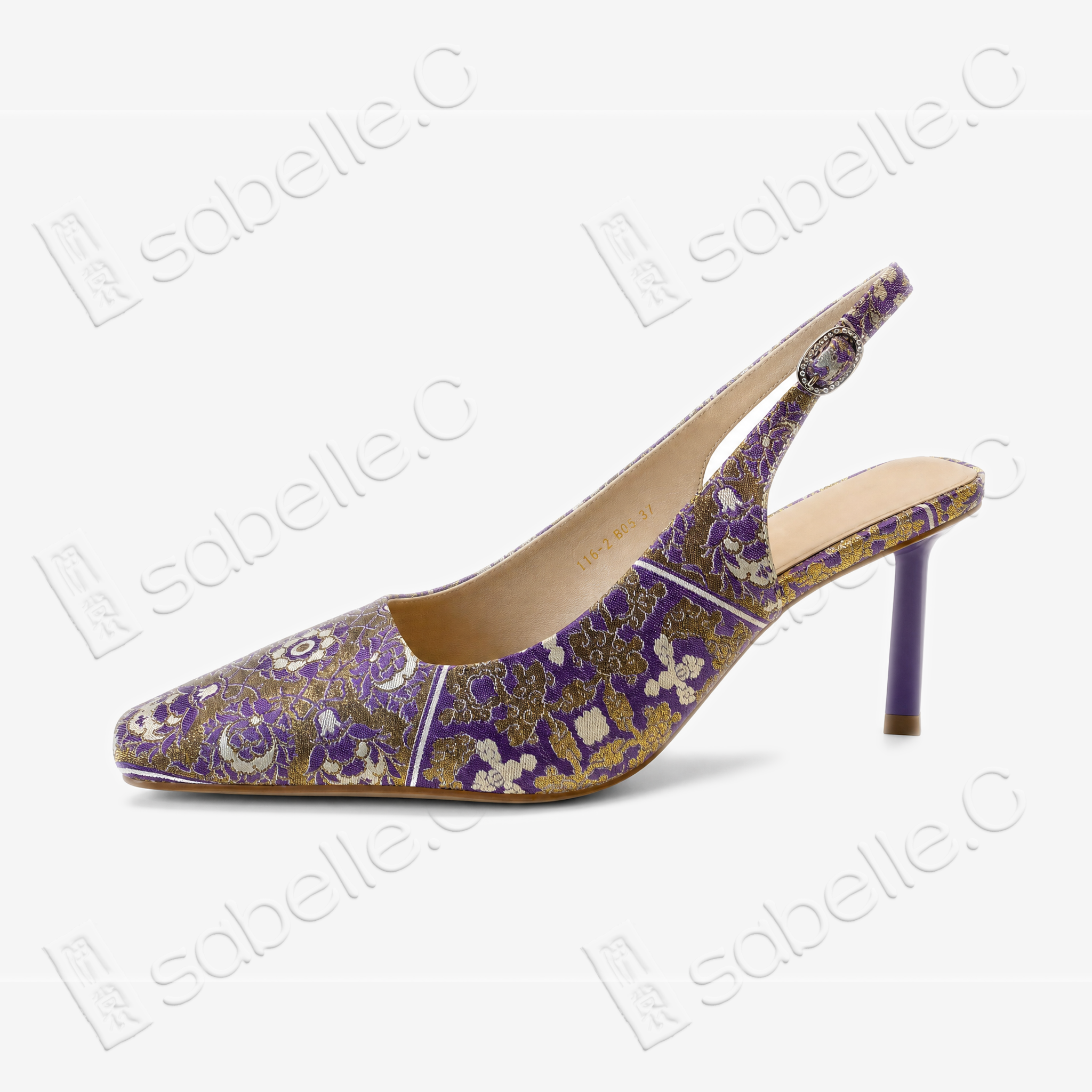 Bao‑Xiang Song Brocade Sling‑Back Heels - 宋錦寶相花高跟鞋