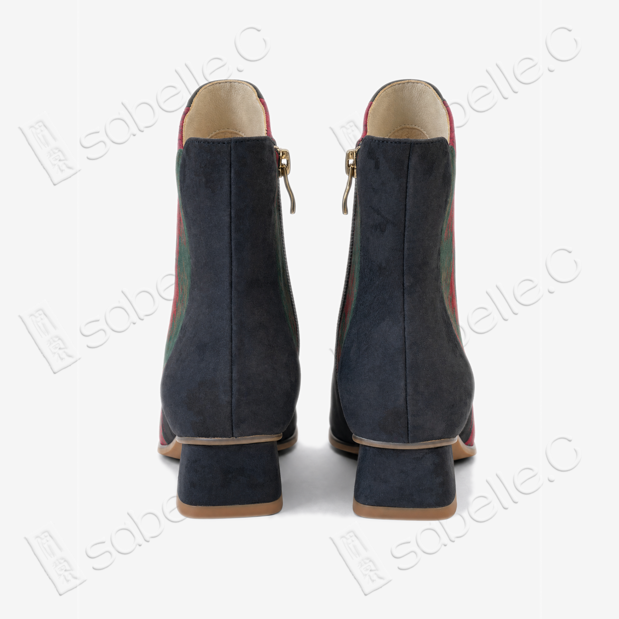 Gambiered Canton Silk Heel Ankle Boots - 香雲紗尖頭短靴