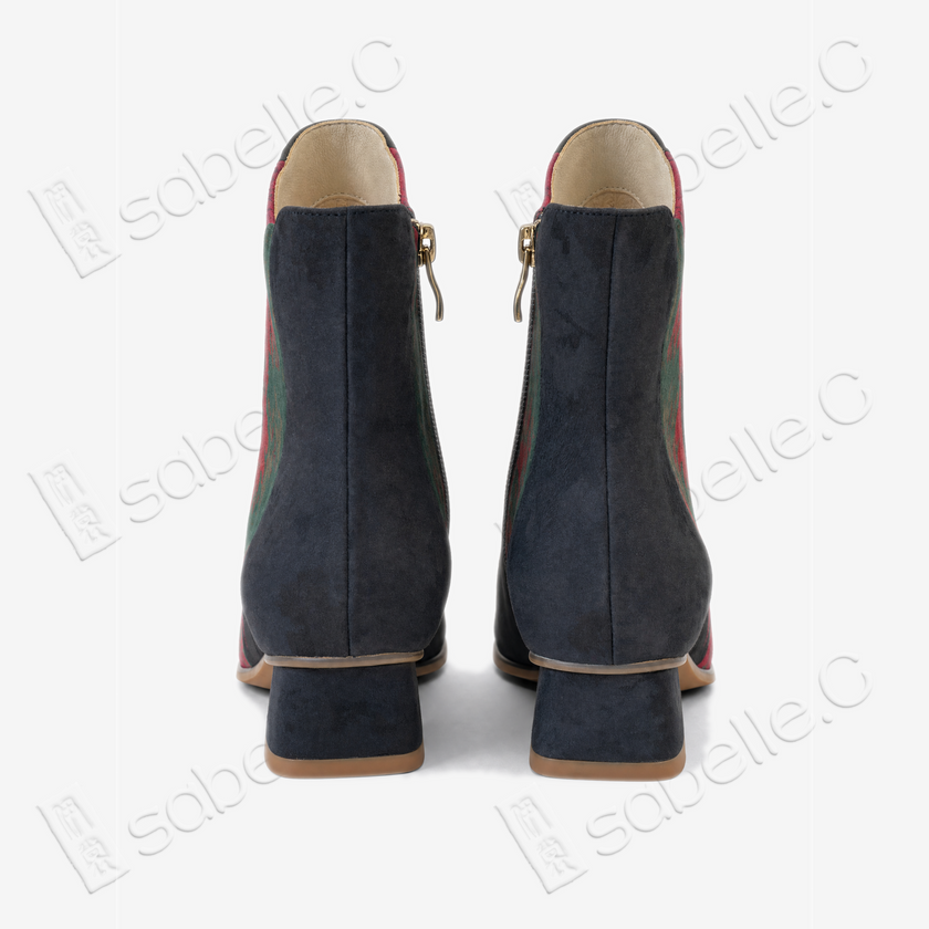 Gambiered Canton Silk Heel Ankle Boots - 香雲紗尖頭短靴